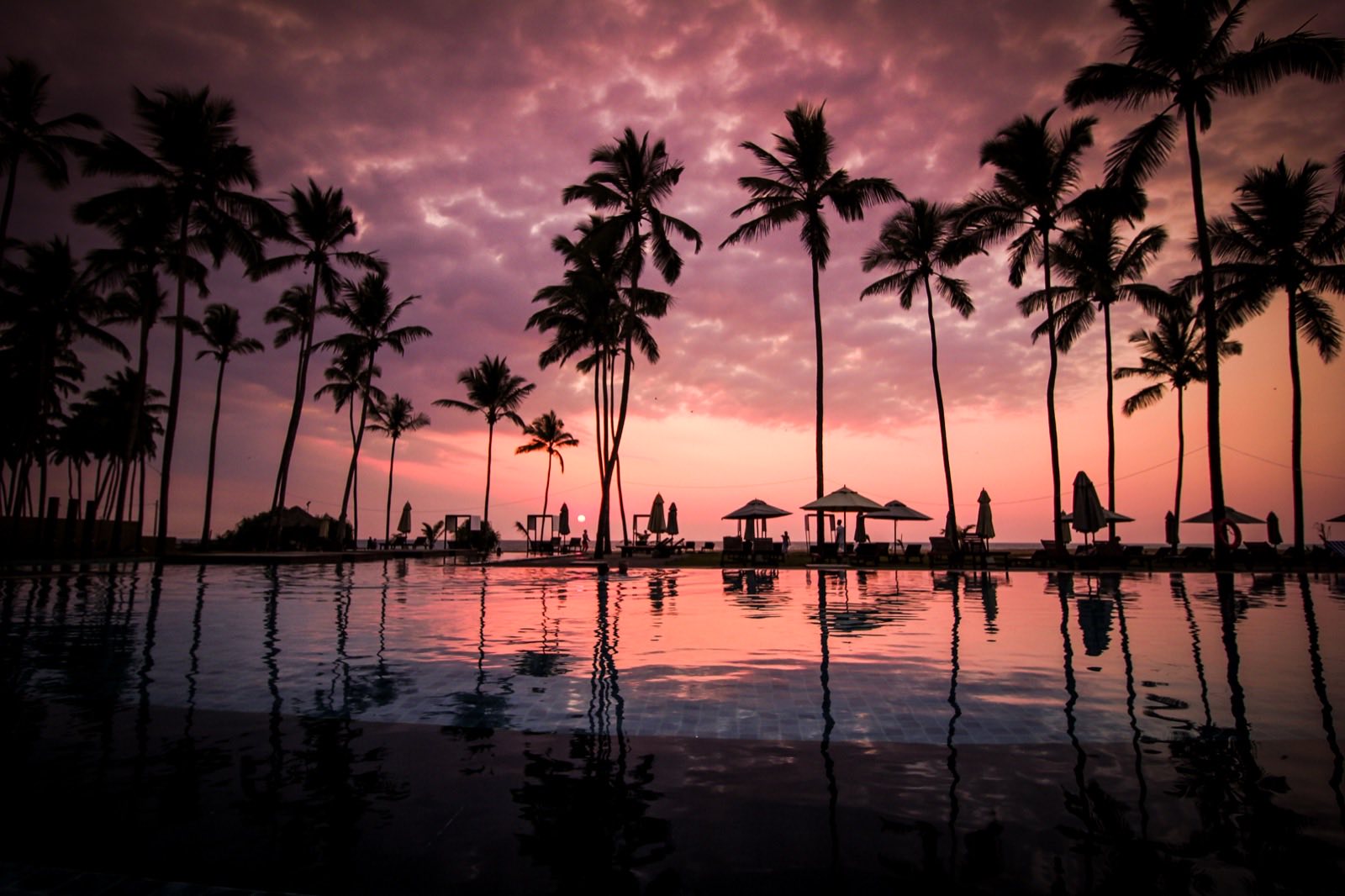 The pool at dusk, looking west over the reef